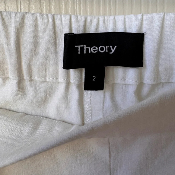 Theory Basic Linen Pull-on pants Eco Crunch Wash in white size 2 - Picture 9 of 12